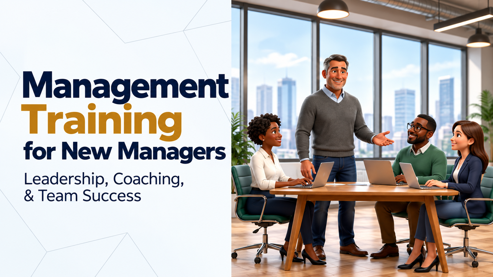 Management training for new managers focused on leadership, coaching and team success